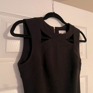 Black Calvin Klein body con dress with neckline cutout